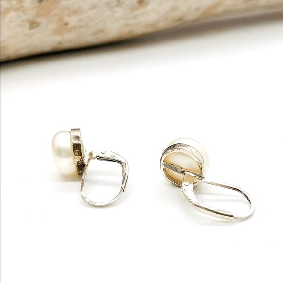 Vintage Silver Pearl Earrings & Mesh Cuff Bracelet 🤍 - Picture 6 of 10